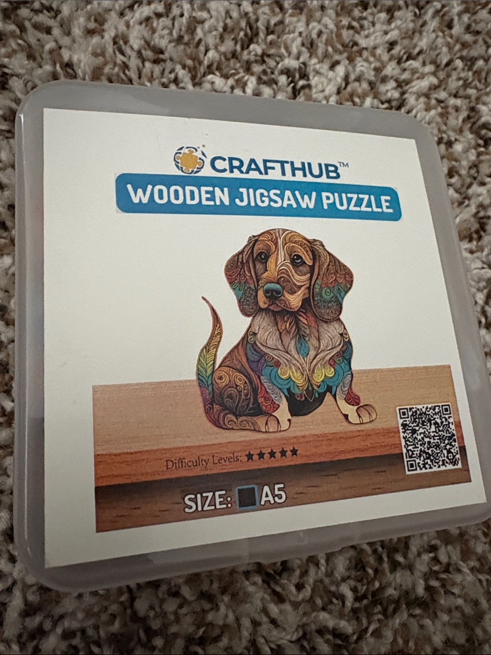 Crafthub Wooden Jigsaw Puzzle - Colorful Dog Design (Multicolor) NEVER OPENED